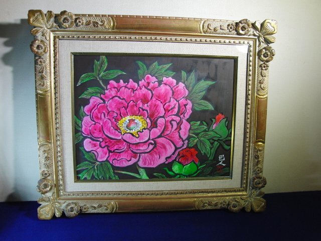 小林恵 バラの帽子 絵画 油彩 額装 アンティーク 小林恵 バラの帽子 絵画 油彩 額装 アンティーク 小林恵 バラの