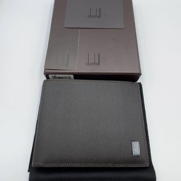 未使用品 ダンヒル 二つ折り財布 ダークブラウン レザー 小銭入れ無し メンズ カードケース