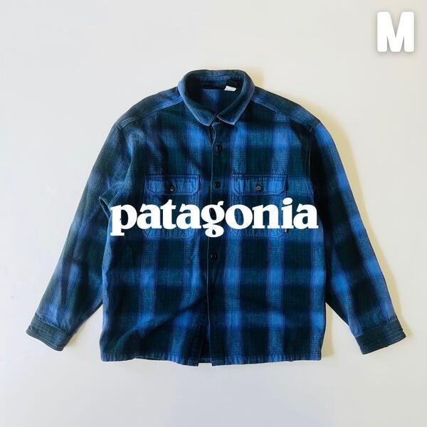 Patagonia 1994年製 ヘビーフランネルシャツ ポルトガル製 オンブレ パタゴニア ブルー チェックシャツ