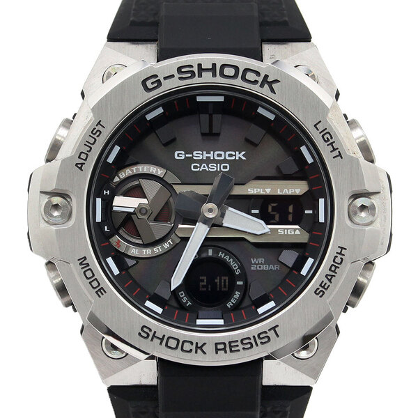 中古 美品 カシオ CASIO 腕時計 G-SHOCK Gショック Gスチール G-STEEL GST-B400-1AJF ブラック シルバー タフソーラー Aランク