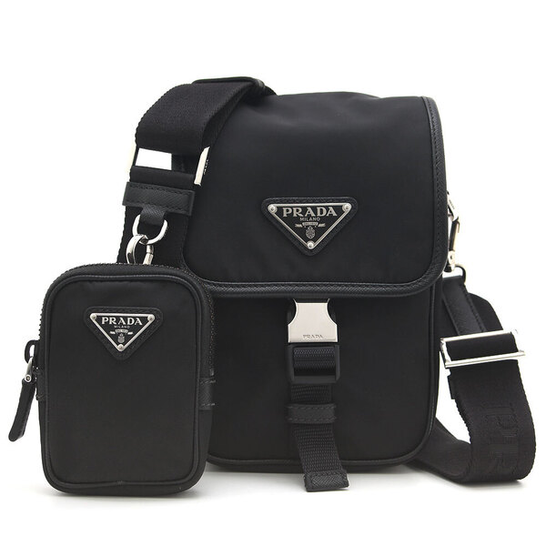 中古 良品 プラダ PRADA Re-Nylon SMALL SHOULDER BAG サフィアーノ ナイロン スモール ショルダーバッグ 2VD043 ブラック 黒 イタリア製