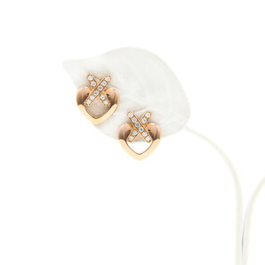 中古 美品 新品仕上げ済み CHAUMET ショーメ K18PG リアン ハート ダイヤモンド ピアス ピンクゴールド ジュエリー Aランク レディース