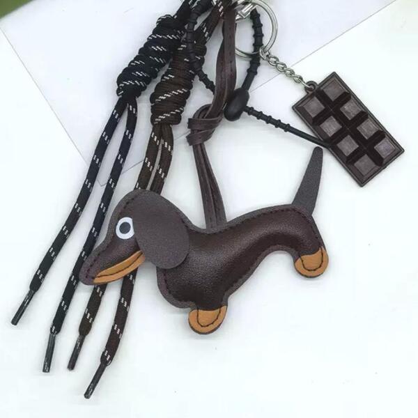 じゃらじゃらキーホルダー ダックスフンド キーリング キーホルダー バッグチャーム 犬 チョコ パラコード チャーム