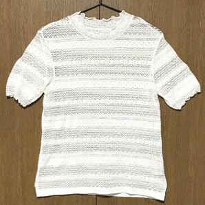 ■未使用に近い■ GU ジーユー 総レース プルオーバー Tシャツ Mサイズ 半袖 花柄 コンパクトT フェミニン カットソー レディース トップス
