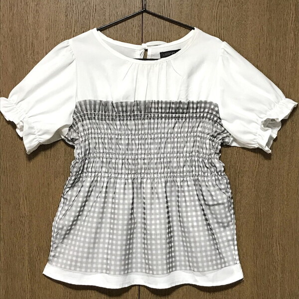 ■美品■ CHIPCLIP ビスチェ 重ね着風 半袖 カットソー Lサイズ パフスリーブ シャツ ブラウス フェミニン カットソー レディース トップス