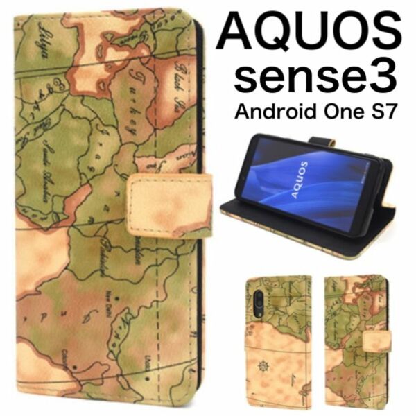 AQUOS sense3 / AQUOS sense3 lite / AQUOS sense3 basic/ Android One S7 スマホケース 携帯カバー 地図デザイン ケース