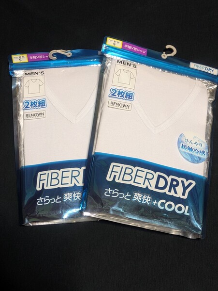 ◆新品未開封◆メンズ 半袖V首シャツ 4枚セット メンズSサイズ◆接触冷感生地 ファイバードライ メンズ下着 アンダーシャツ 肌着