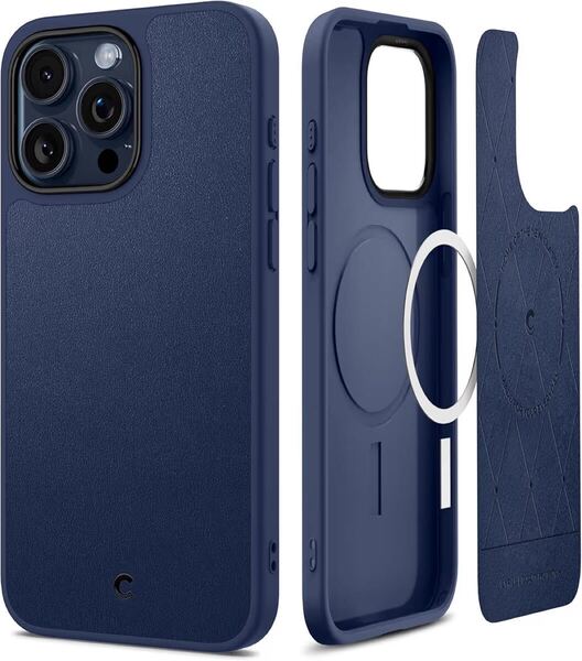 e-835 【CYRILL】 by Spigen シリル iPhone 15 Pro Max 用 ケース MagSafe対応 レザー 磁力 ストラップホール付き 高弾性 耐久性