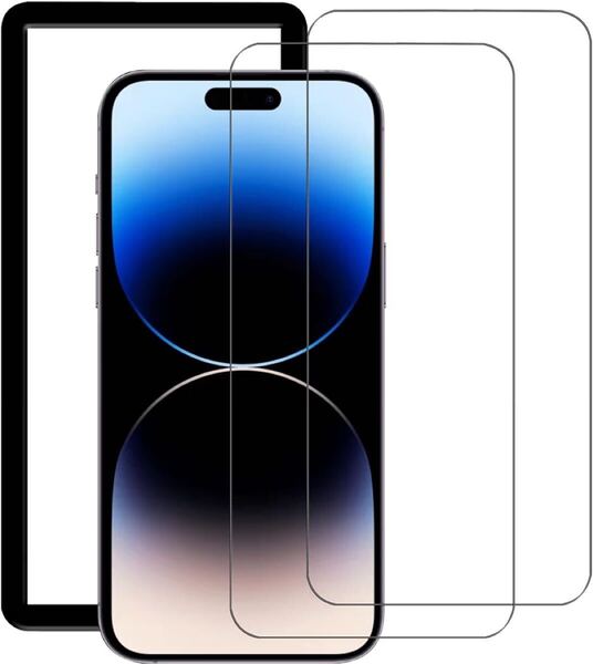 e-822 iPhone 15 Pro Max 用 ガラスフィルム いPhone 15 プロ マックス 対応 強化 ガラス 液晶 保護 フィルム ガイド枠付き 2枚セット