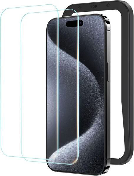 e-815 NIMASO ガラスフィルム iPhone15ProMax用 強化ガラス 保護フィルム ガイド枠付き 2枚セット アイフォン15プロマックス対応