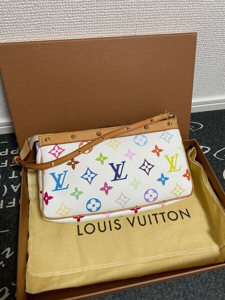 未使用 LOUIS VUITTON ルイヴィトン ポシェット アクセソワール アクセサリーポーチ M92649 モノグラム マルチカラー 村上隆
