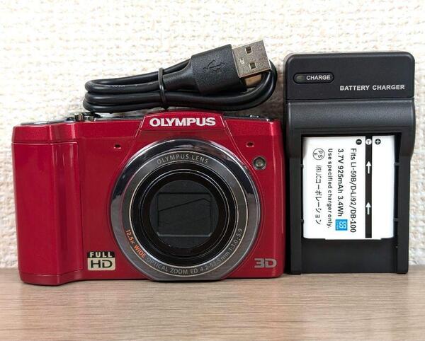 美品 OLYMPUS オリンパス SZ-20 レッド コンパクトデジタルカメラ デジカメ コンデジ