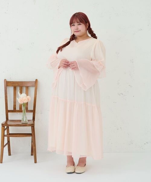 Louiosy Vネックティアードワンピース 4L