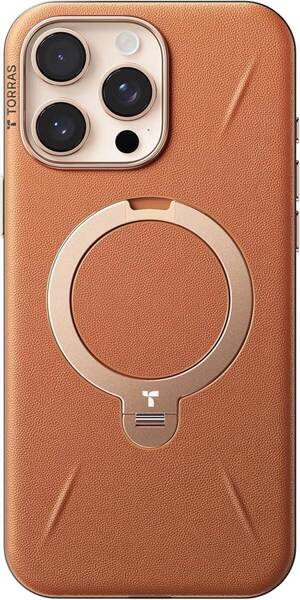 TORRAS iPhone 16 Pro用レザー調ケース MagSafe対応 360°回転スタンド 耐衝撃 指紋防止