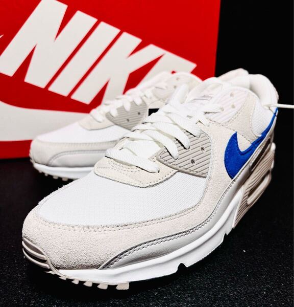 ☆送料込■新品29.5cm■ナイキ エア マックス90 AIR MAX 90 ホワイト/カレッジグレー/レーサーブルー 【定価.16500円】完売品