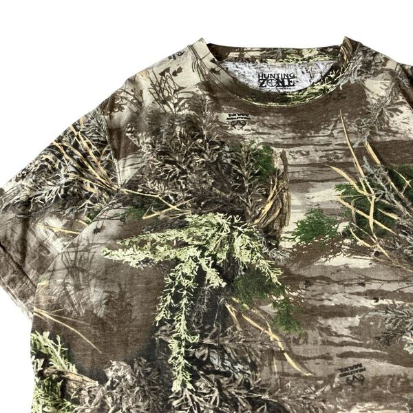 HUNTING ZONE 00s リアルツリーTシャツ 迷彩柄 カモフラ ツリーカモ 古着 Tシャツ XL ビッグシルエット