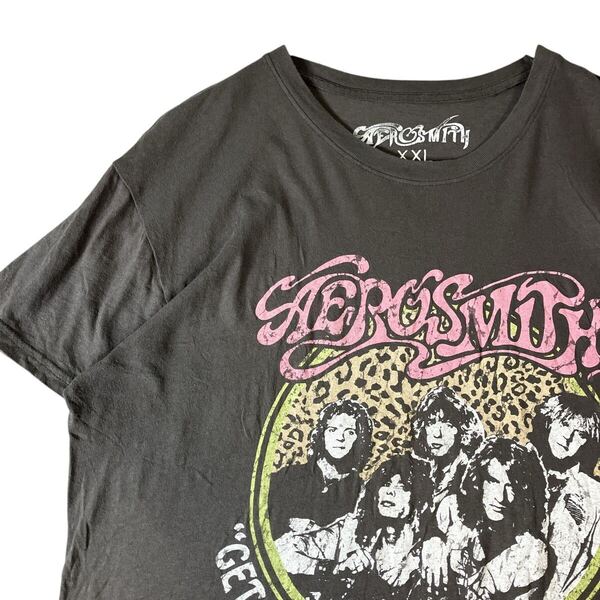 エアロスミス 00s バンドTシャツ バンT AEROSMITH 74年ツアー リプリント 2XL グレー 古着 US古着 レディース ロック