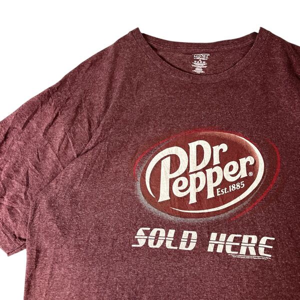 Dr'pepper ドクターペッパー 00s 企業ロゴTシャツ 公式 Tシャツ 半袖Tシャツ XL ボルドー系 ビッグサイズ