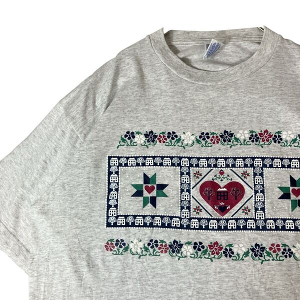 USA製 90s ヴィンテージ Tシャツ ジャージーズ 古着 半袖Tシャツ ビンテージロゴ 霜降りグレー XL ビッグシルエット
