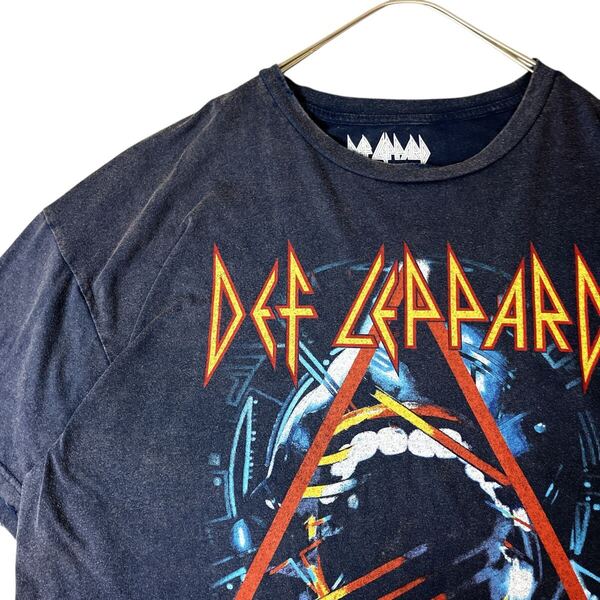 DEF LEPPARD 00s デフレパード バンドTシャツ ツアーTシャツ 公式 リプリント ロックT ミュージックT ネイビー紺 ヴィンテージ加工 XL