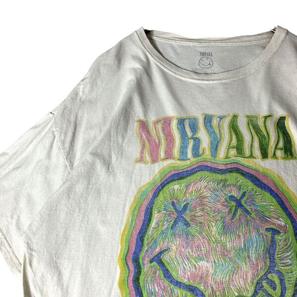 nirvana ニルヴァーナ バンドTシャツ 00s 古着 バンT Tシャツ 半袖Tシャツ グランジ ロック 生成り XL ビッグサイズ