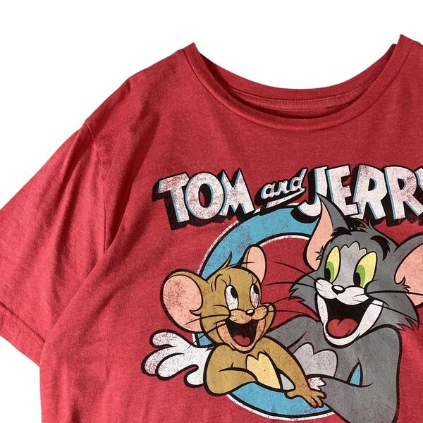 TOM and JERRY トムとジェリー 00s キャラクターTシャツ アニメTシャツ レッド赤 XL ビッグシルエット ビッグサイズ 古着 半袖Tシャツ