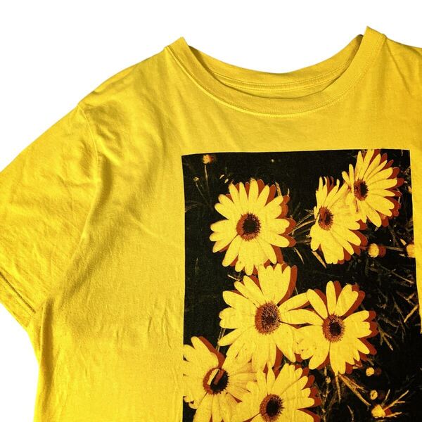 花柄Tシャツ フラワープリント イエロー 古着 Tシャツ 00s 半袖 2XL ビッグサイズ ビッグシルエット