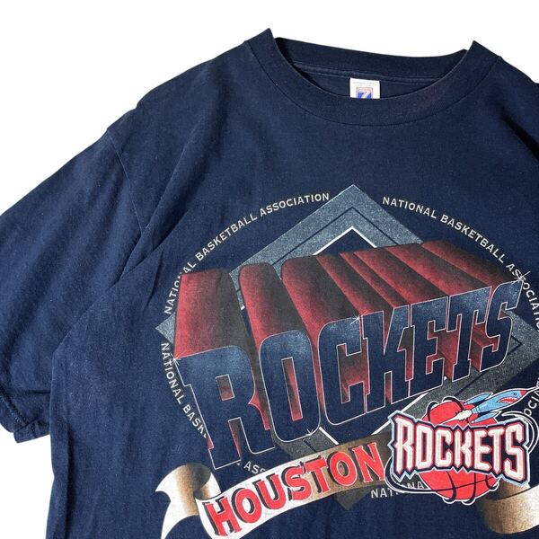 NBA ロケッツ チームロゴTシャツ チームTシャツ バスケ LOGO7 90s 00s ネイビー紺 XL Tシャツ ビッグシルエット