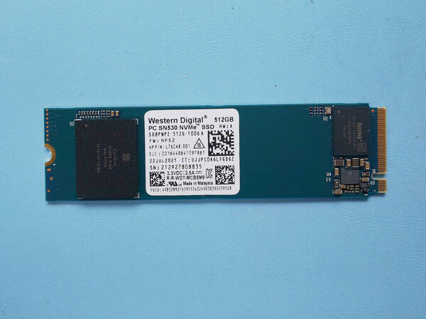 ●使用時間 1608時間 NVMe SSD M.2 2280 Western Digital SN530 512GB 作動確認中古品 NO65●
