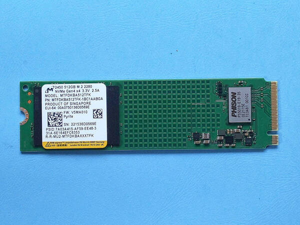 ●使用時間 2652時間 NVMe SSD M.2 2280 Micron Gen4 x4 512GB 作動確認中古品 NO68●