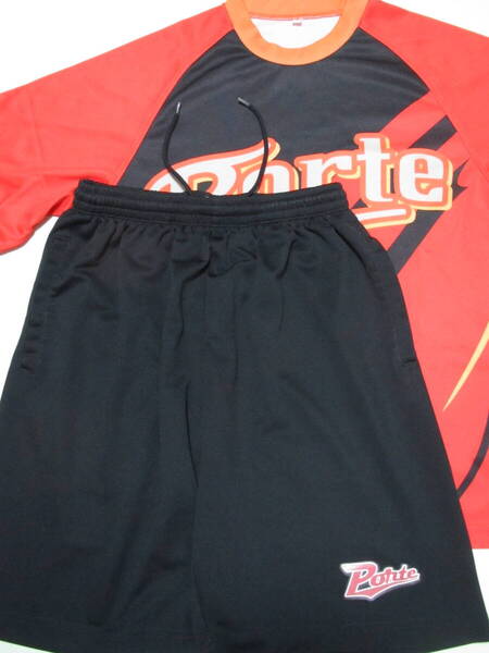A 中古 PORTE ポルテ 野球 ベースボールスクール 半袖 ユニフォーム 半袖Tシャツ ハーフパンツ 上下セット 160cm M ソフトボール 子供用