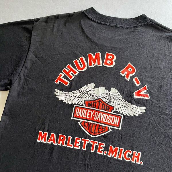 80s HARLEY DAVIDSON イーグル エンブレム Tシャツ L ブラック USA製 ビンテージ 80年代 ハーレーダビッドソン オリジナル ヴィンテージ