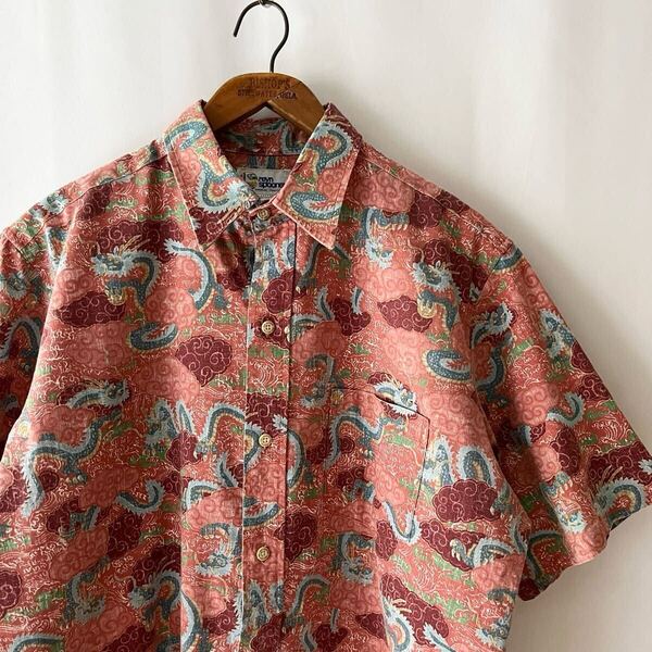 90s REYN SPOONER ドラゴン スプーナークロス アロハシャツ M ビンテージ 90年代 レインスプーナー リバースプリント 龍 ハワイアンシャツ
