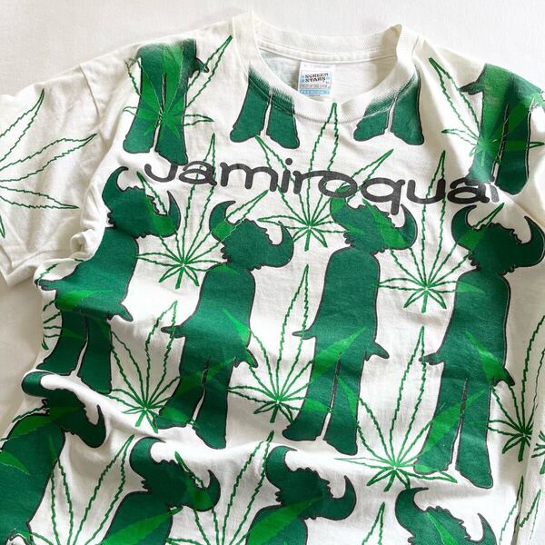 90s Jamiroquai orenda フルプリント Tシャツ L アイルランド製 ビンテージ 90年代 ジャミロクワイ ロック バンT オリジナル ヴィンテージ