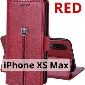 【新品】iPhone XS Max 手帳型 スタンド耐衝撃 レッド