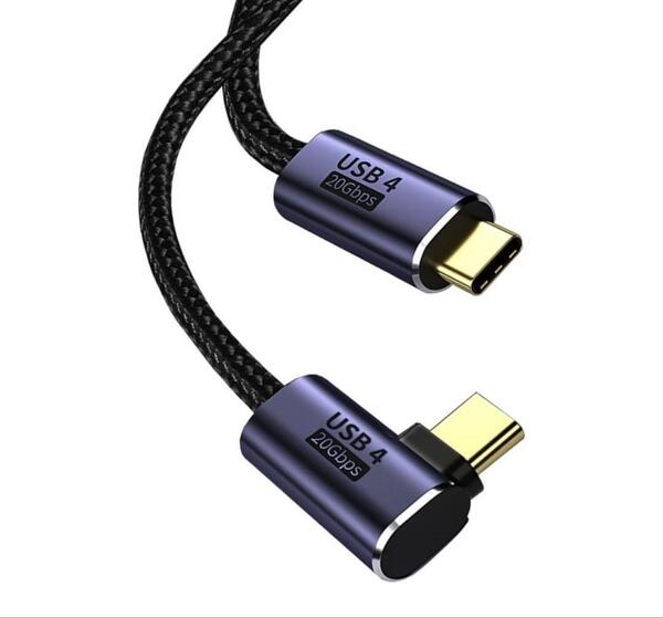 新品USB4 ケーブルL字 0.5M Type-C 高速転送 100W急速充電