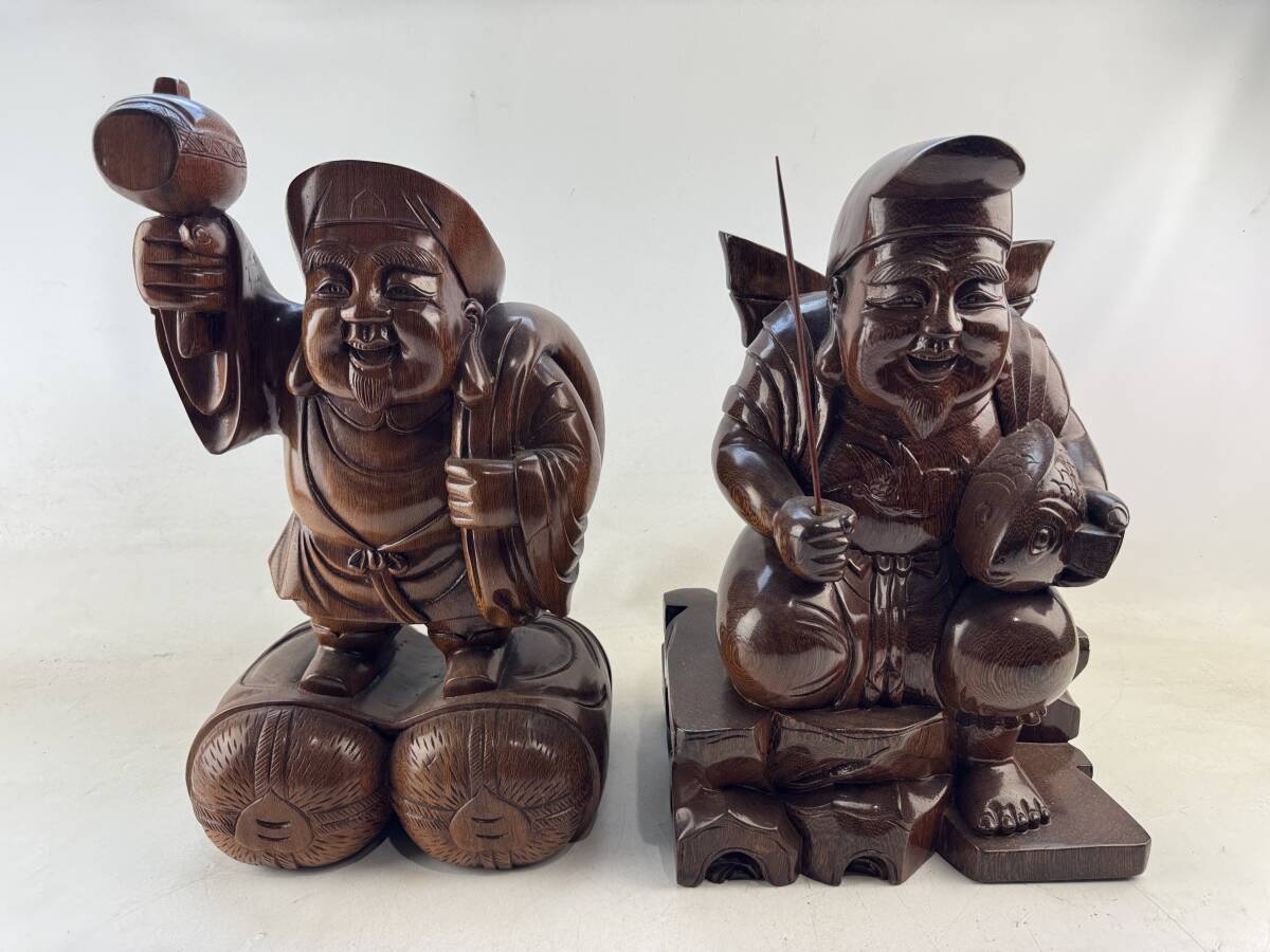 黒い木製大黒恵比寿彫刻二体セット Yahoo!オークション -「恵比寿大黒木彫」の落札相場・落札価格