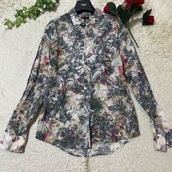 【極美品/Lサイズ/圧巻の花柄◎】PAUL SMITH COLLECTION ポールスミス 長袖 柄シャツ 総柄 芸術的デザイン◎ カジュアル 日本製 春夏