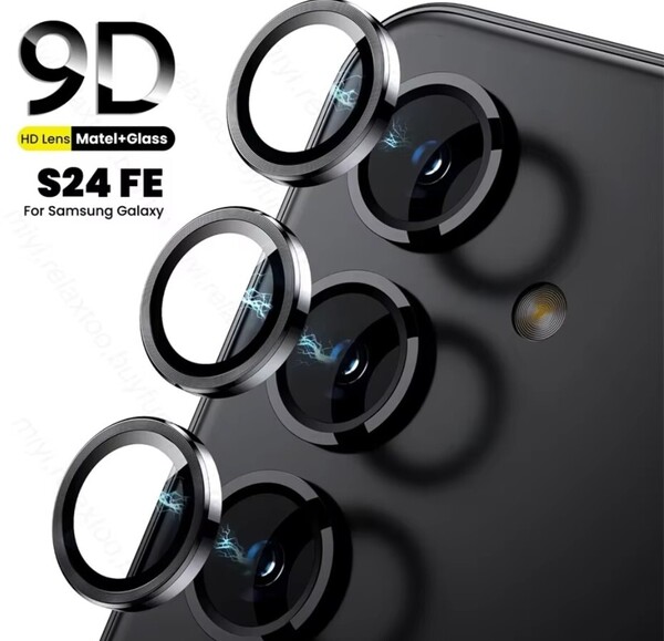 Galaxy S24 FE SCG30 カメラフィルム ギャラクシー s24fe 保護フィルム 薄型 強化ガラス 耐衝撃 独立型 アルミ合金 カメラカバー ブラック