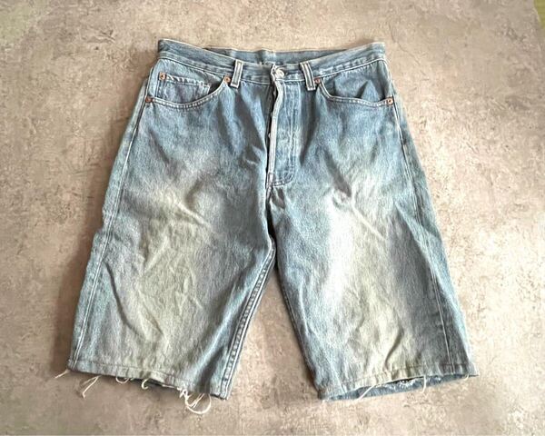90s Levi's リーバイス 501 カットオフ デニム ハーフパンツ USA製 555 バレンシア オールド ビンテージ 色落ち 雰囲気 ボロ ショート