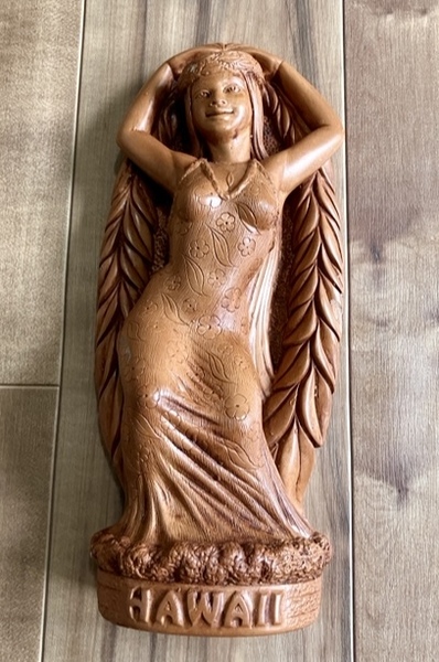 Hawaii製 COCOJOE 1980年 HAPA WOOD フラガール置物 高さ約29cm