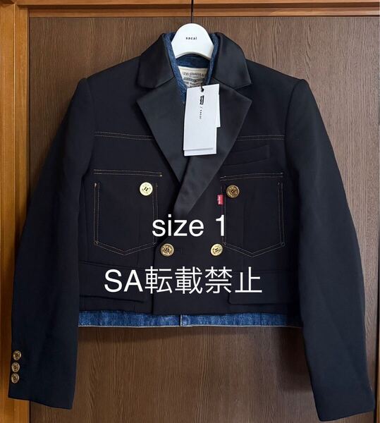 1新品 sacai x Levi's デニム マトラッセ ツイル ジャケット ブルゾン 25SS size 1 S 長袖 ジーンズ サカイ リーバイス ウィメンズ