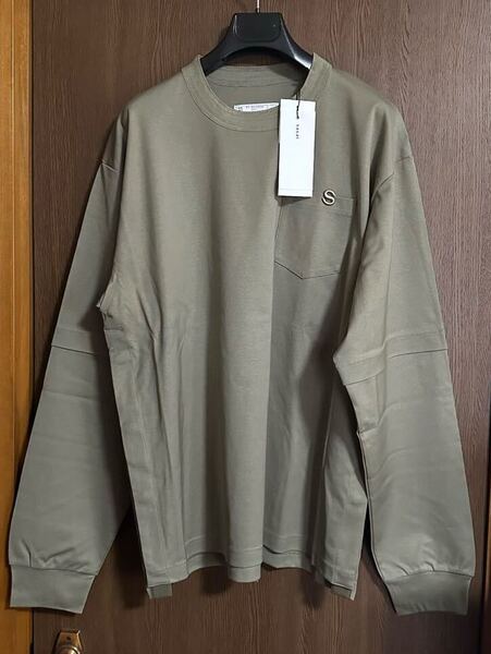 4新品 sacai S ロゴ パッチ ロング Tシャツ 長袖 カーキ 23AW size 4 XL スウェット カットソー ロンT サカイ メンズ