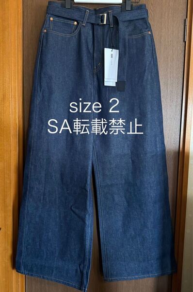 2新品 sacai x Levi's デニム パンツ ジーンズ ベルト付き ボトムス インディゴ 25SS size 2 M Denim Pants サカイ リーバイス メンズ