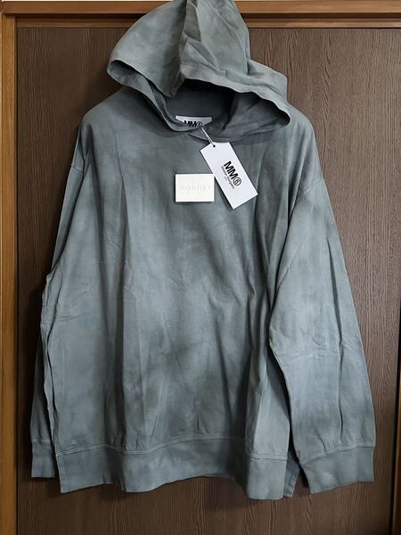 M新品 メゾンマルジェラ MM6 タイダイ染め ロゴ パッチ スウェット パーカー 22SS M Maison Margiela 6 レディース 長袖 Tシャツ グレー