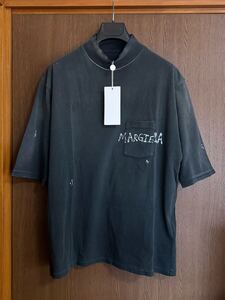 25SS新品 メゾンマルジェラ グラフィティロゴ ペイント Tシャツ ハイネック 半袖 ブラック XXS Maison Margiela 1 10 レディース メンズ