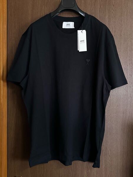 XXL新品 AMI Paris グラフィック ブランドロゴ 刺繍 Tシャツ オールブラック 半袖 カットソー アミ パリス メンズ ami alexandre mattiussi