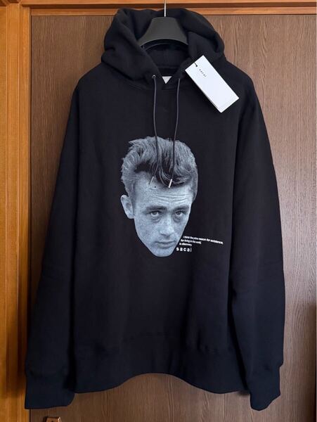 25SS新品 sacai James Dean スウェット シャツ パーカー 長袖 黒 今期 25SS size 5 XXL トレーナー フーディー サカイ メンズ ブラック