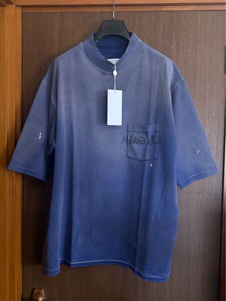 25SS新品 メゾンマルジェラ グラフィティロゴ ペイント Tシャツ ハイネック 半袖 size S Maison Margiela 1 10 メンズ ヴィンテージブルー