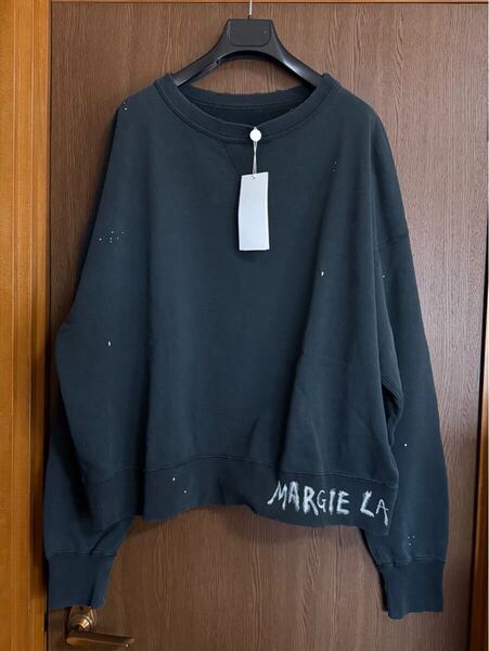 25SS新品 メゾンマルジェラ グラフィティロゴ ペイント スウェット シャツ size L 長袖 トレーナー ブラック Maison Margiela 1 10 メンズ